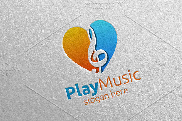 Love Music Logo with Play Concept in Logo Templates - product preview 2