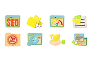 Folder icon set, cartoon style