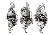 Skulls with Floral Patterns