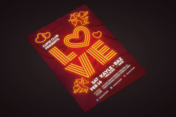 Neon Valentine Flyer in Flyer Templates - product preview 1