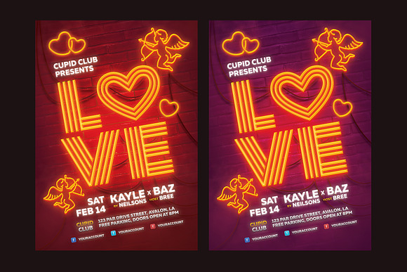 Neon Valentine Flyer in Flyer Templates - product preview 2