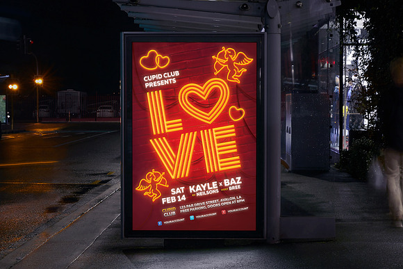 Neon Valentine Flyer in Flyer Templates - product preview 3