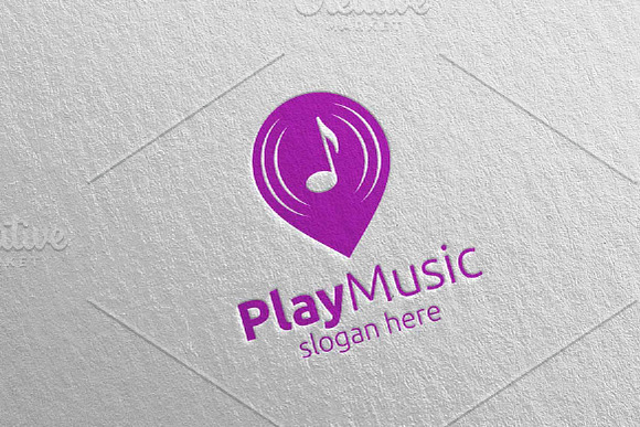 Music Logo with Pin Concept 24 in Logo Templates - product preview 2