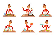 Young Cheerful Woman Cooking and