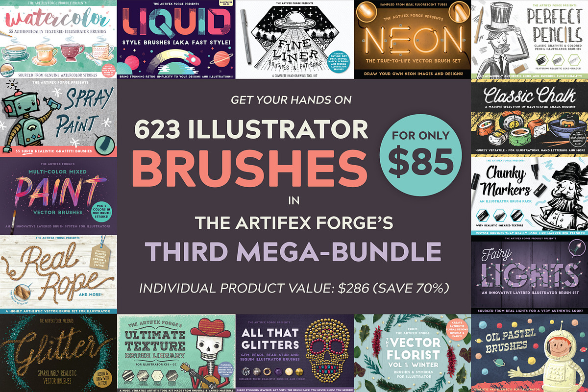 Illustrator Brushes Mega-Bundle 3 in Photoshop Brushes - product preview 8