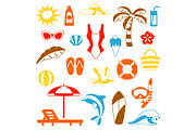 Set of summer and beach objects.