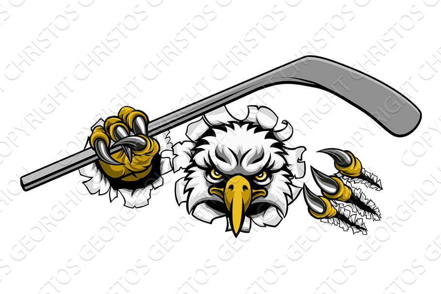 Eagle Ice Hockey Player Animal in Illustrations - product preview 8