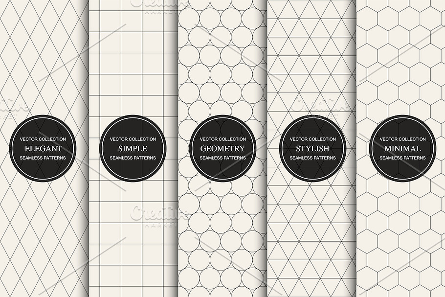 Simple geometric seamless patterns in Patterns - product preview 8