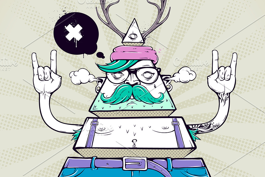 Triangle Hipster Character in Illustrations - product preview 8