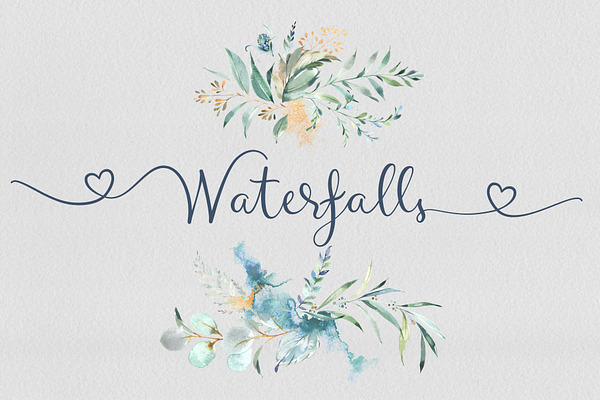 Waterfalls love font swash font