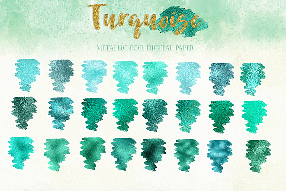 25 Turquoise Foil Digital Papers in Textures - product preview 2