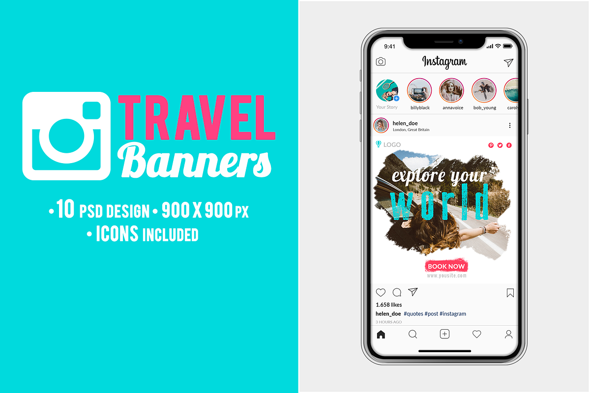 Instagram Posts Travel in Instagram Templates - product preview 8