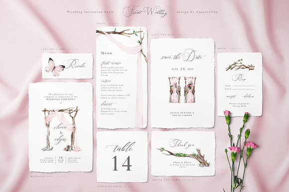 Pink Forest Wedding Invitations in Wedding Templates - product preview 1