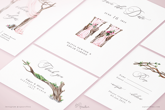 Pink Forest Wedding Invitations in Wedding Templates - product preview 3