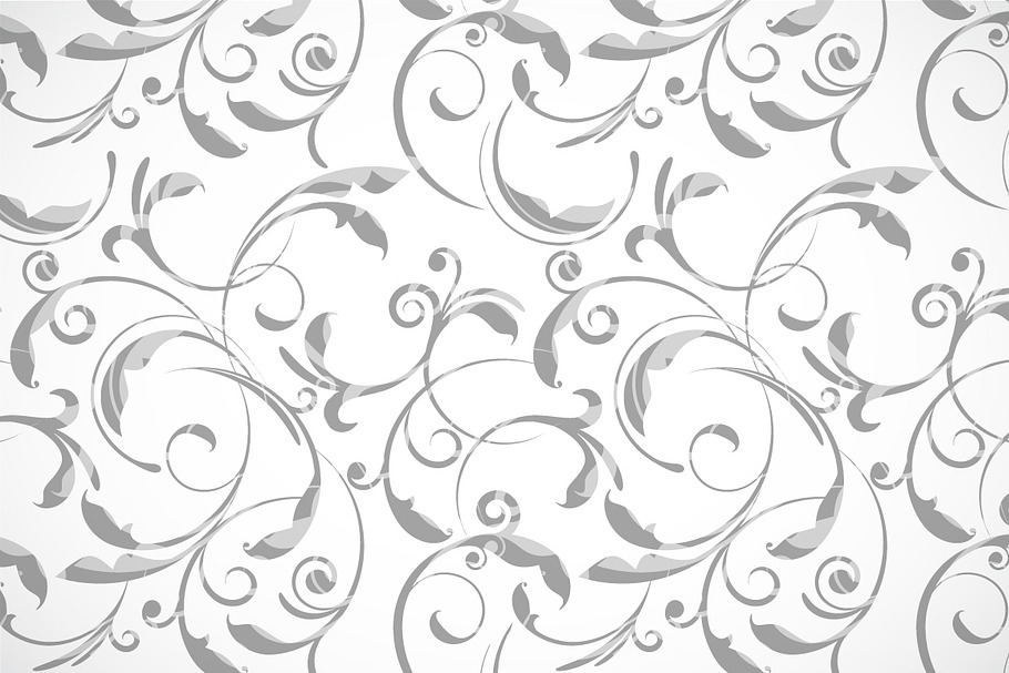 Gray and white floral swirls pattern in Patterns - product preview 8