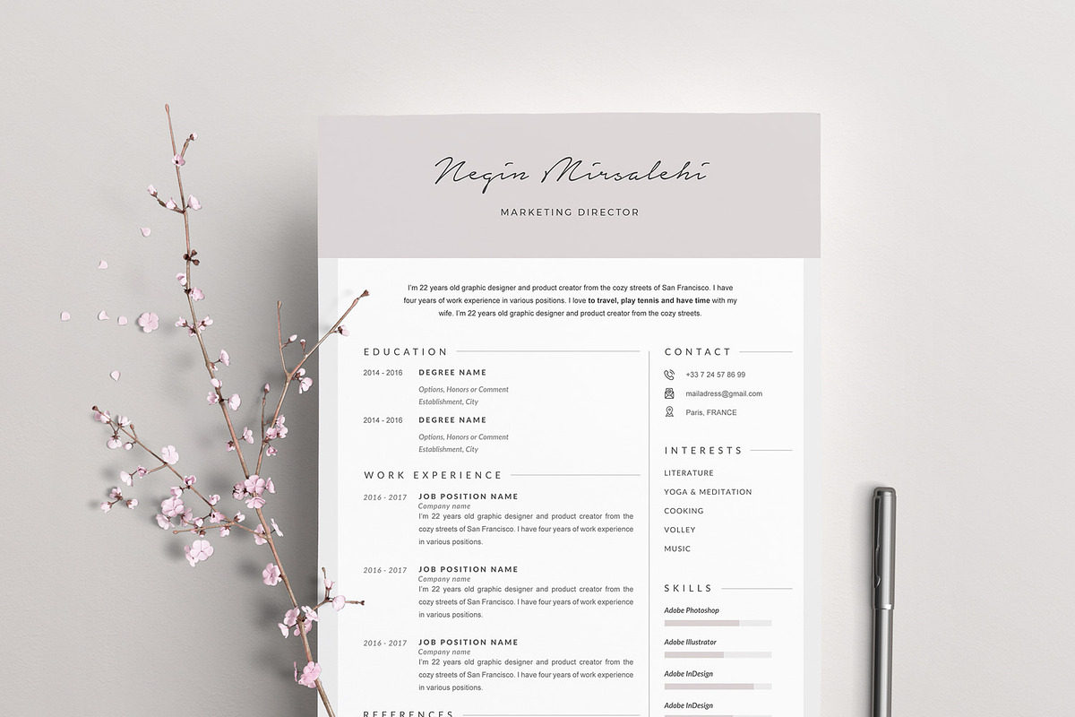 Modern Resume Template "NEGIN" A4 in Resume Templates - product preview 8
