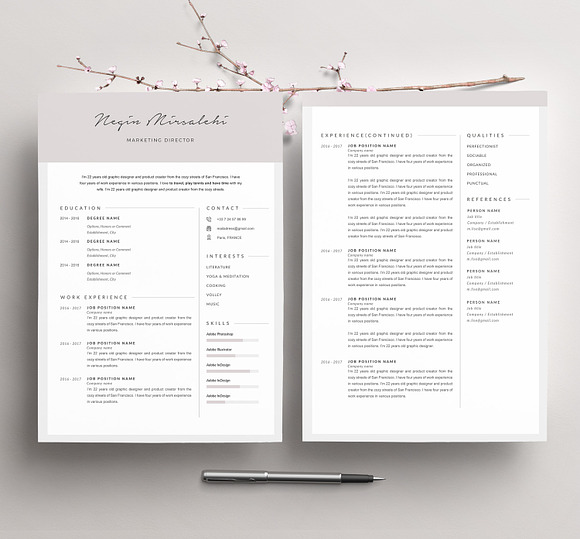 Modern Resume Template "NEGIN" A4 in Resume Templates - product preview 1