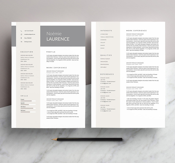 Modern Resume Template "NOEMIE" A4 in Resume Templates - product preview 1