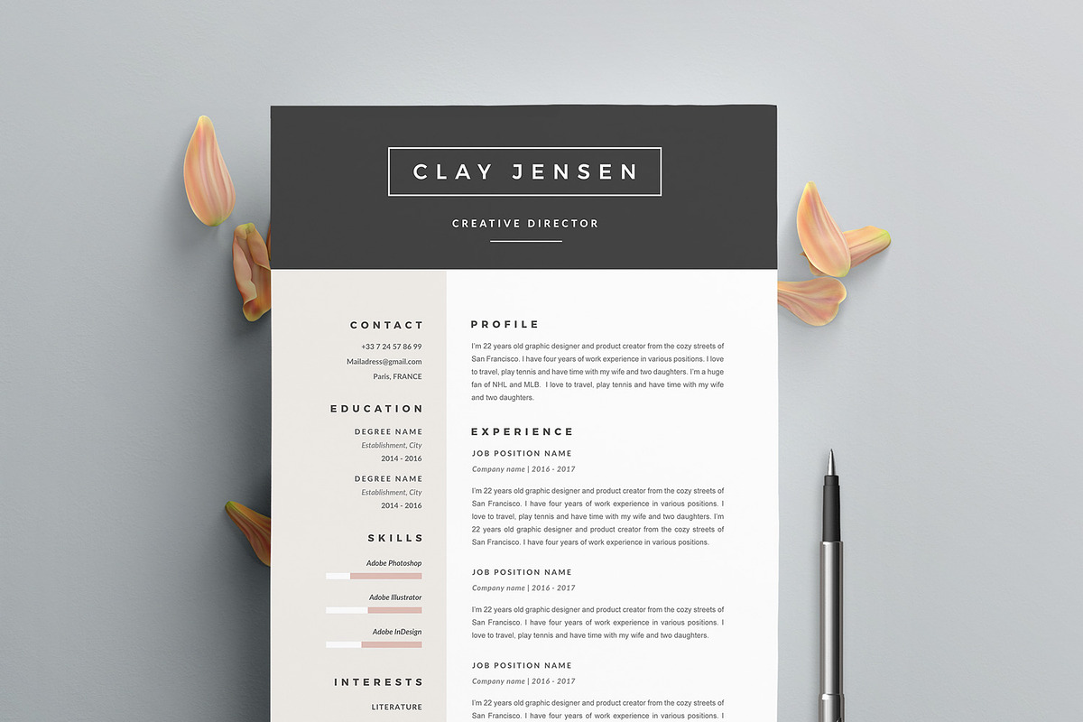 Modern Resume Template "CLAY" A4 in Resume Templates - product preview 8