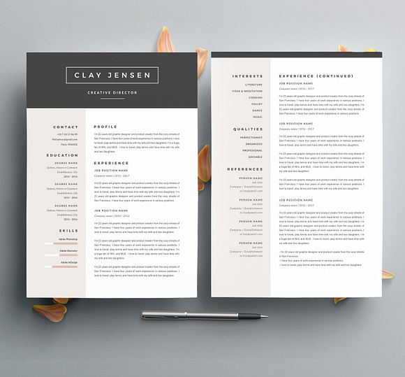 Modern Resume Template "CLAY" A4 in Resume Templates - product preview 1