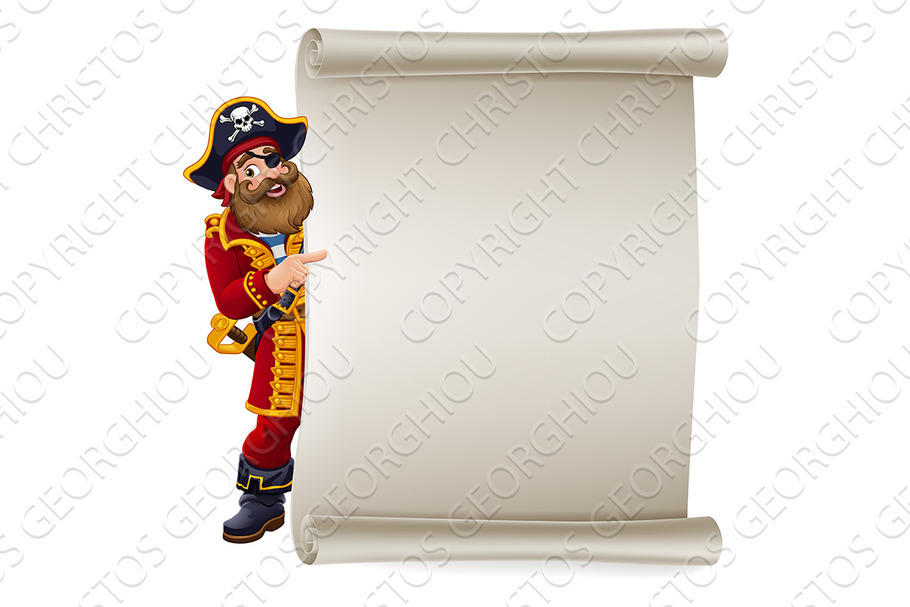 Pirate Captain Cartoon Scroll in Illustrations - product preview 8