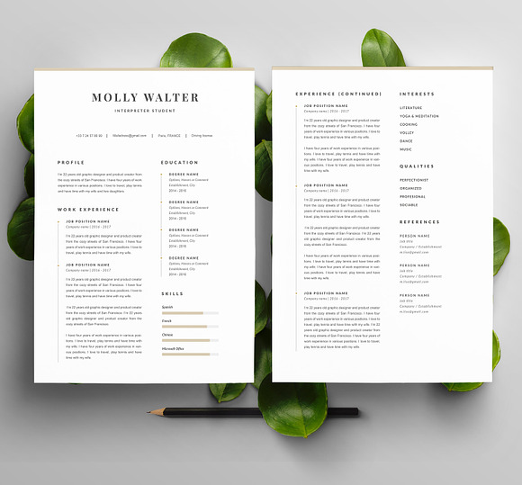 Modern Resume Template " MOLLY" A4 in Resume Templates - product preview 1