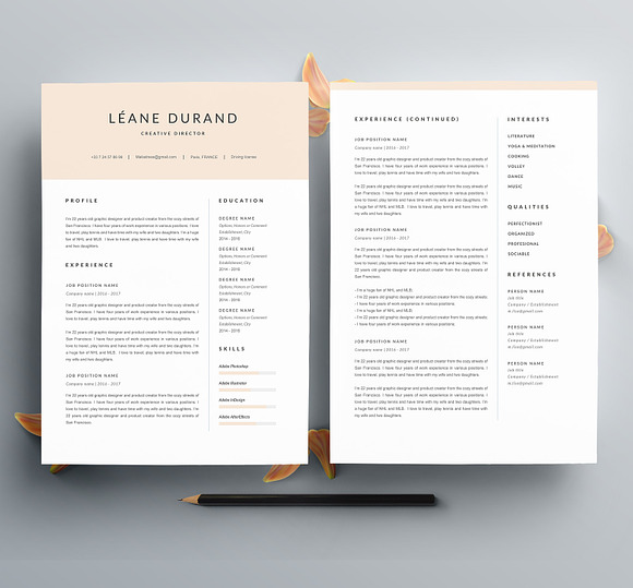 Modern Resume Template "LEANE" A4 in Resume Templates - product preview 1