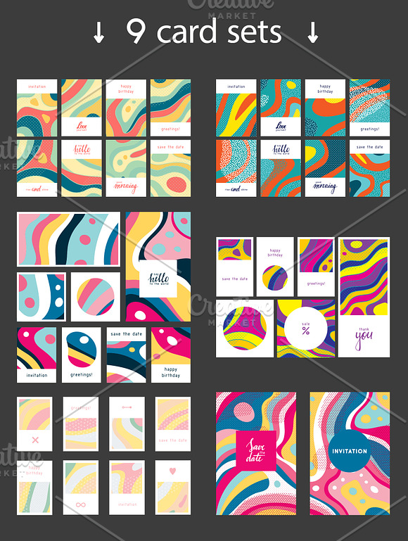 Abstract compositions and cards set in Patterns - product preview 2