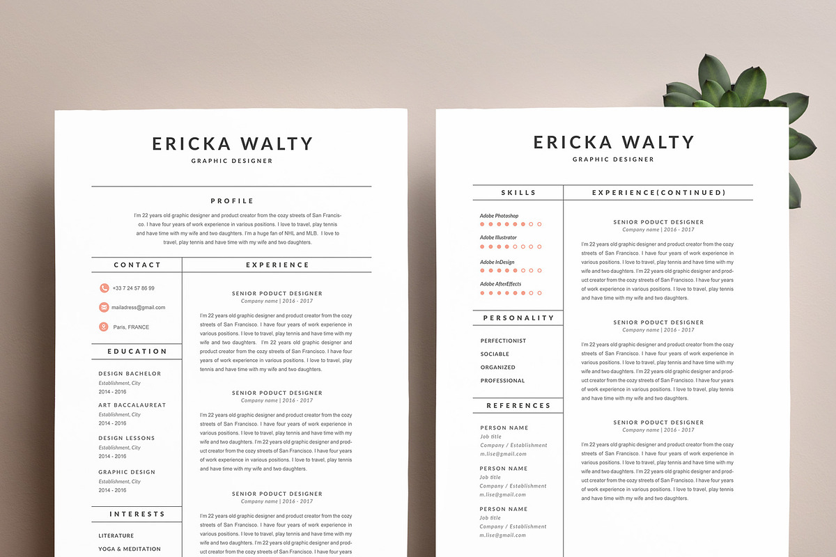 Modern Resume Template "ERICKA" A4 in Resume Templates - product preview 8