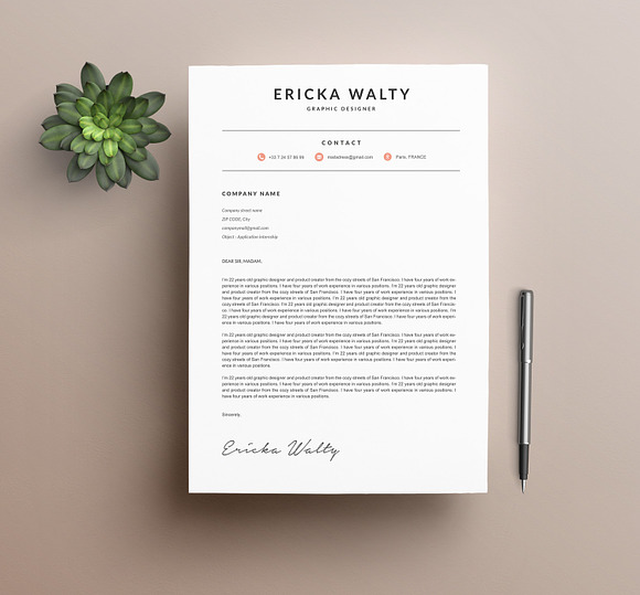 Modern Resume Template "ERICKA" A4 in Resume Templates - product preview 1
