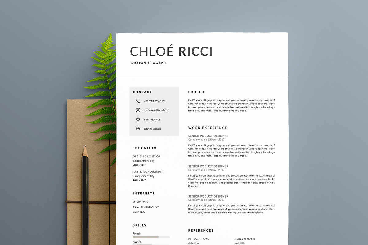 Modern Resume Template "CHLOE" A4 in Resume Templates - product preview 8