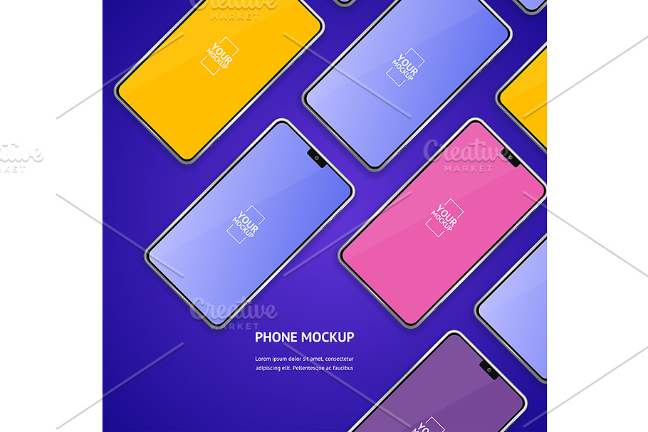 Mobile Phones Mockups Front View in Illustrations - product preview 8