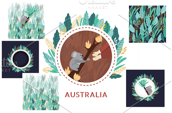 Set of australian flora.Koala design in Postcard Templates - product preview 2