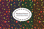 4 Woodland Floral Forest Pattern