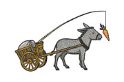 Donkey chasing carrot sketch vector