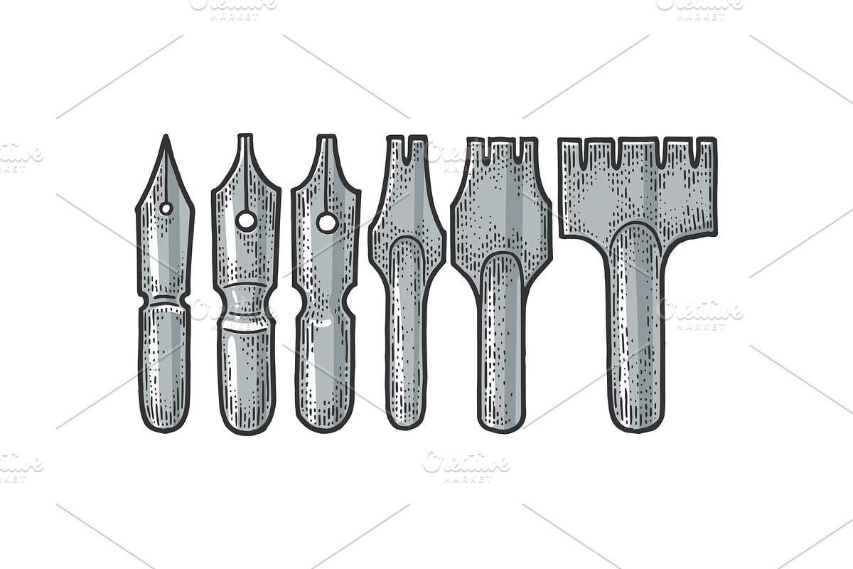 Nib pen set sketch engraving vector in Illustrations - product preview 8