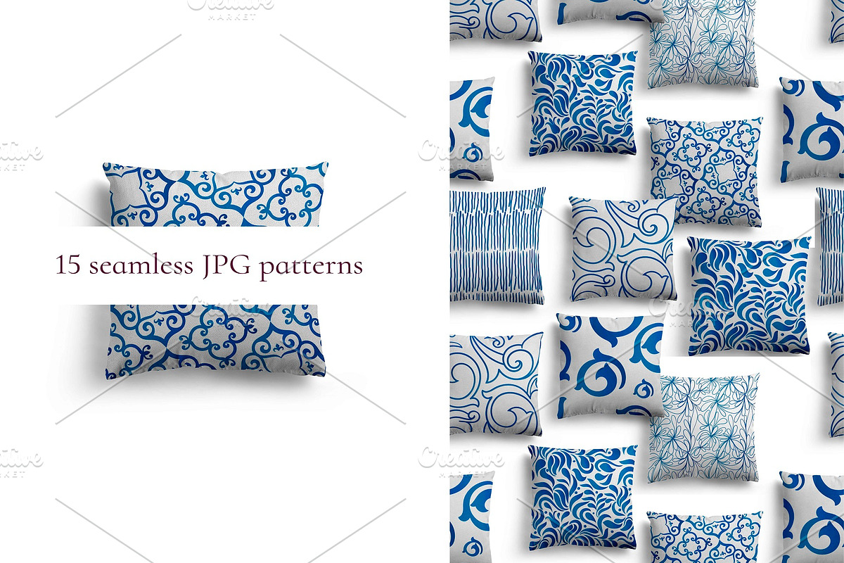 Set of 15 blue patterns in Patterns - product preview 8
