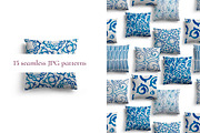 Set of 15 blue patterns