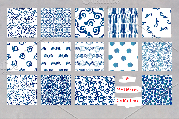 Set of 15 blue patterns in Patterns - product preview 2