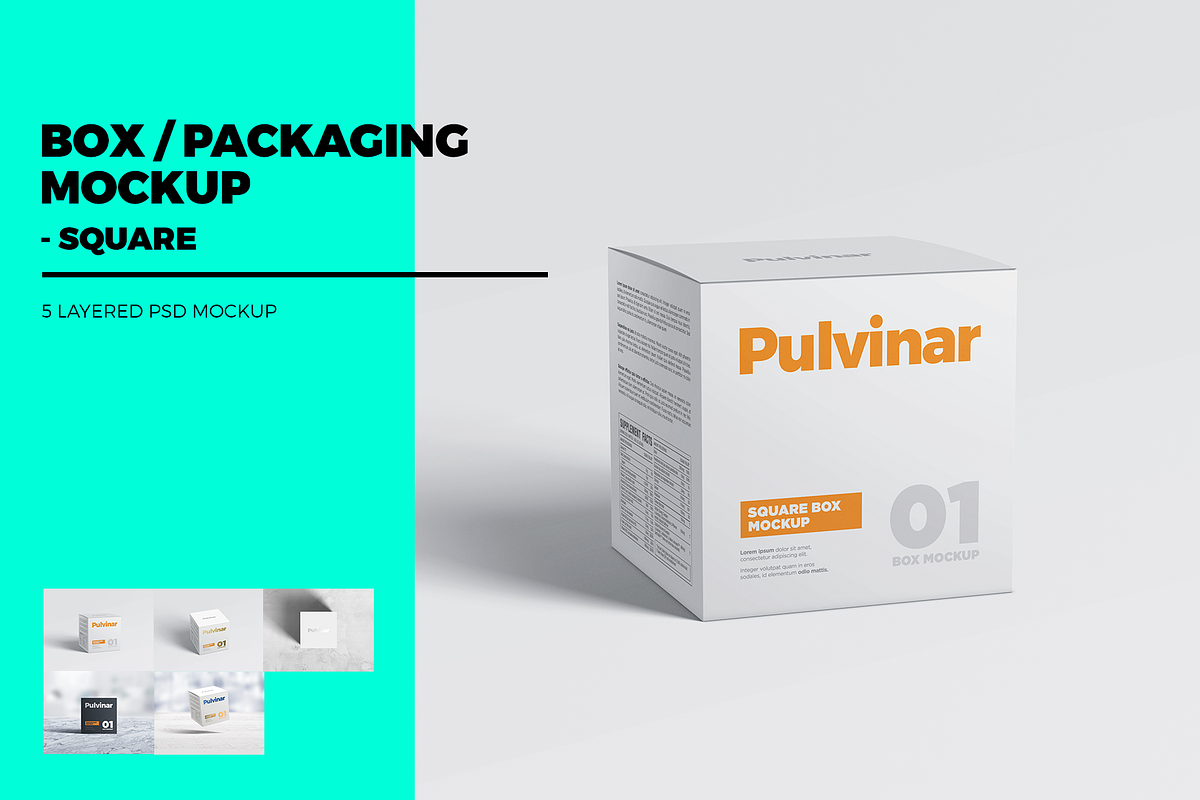 Box / Packaging MockUp - Square in Mockup Templates - product preview 8