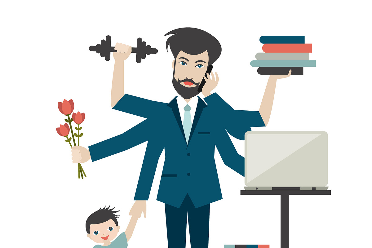 Busy multitasking man in Illustrations - product preview 8