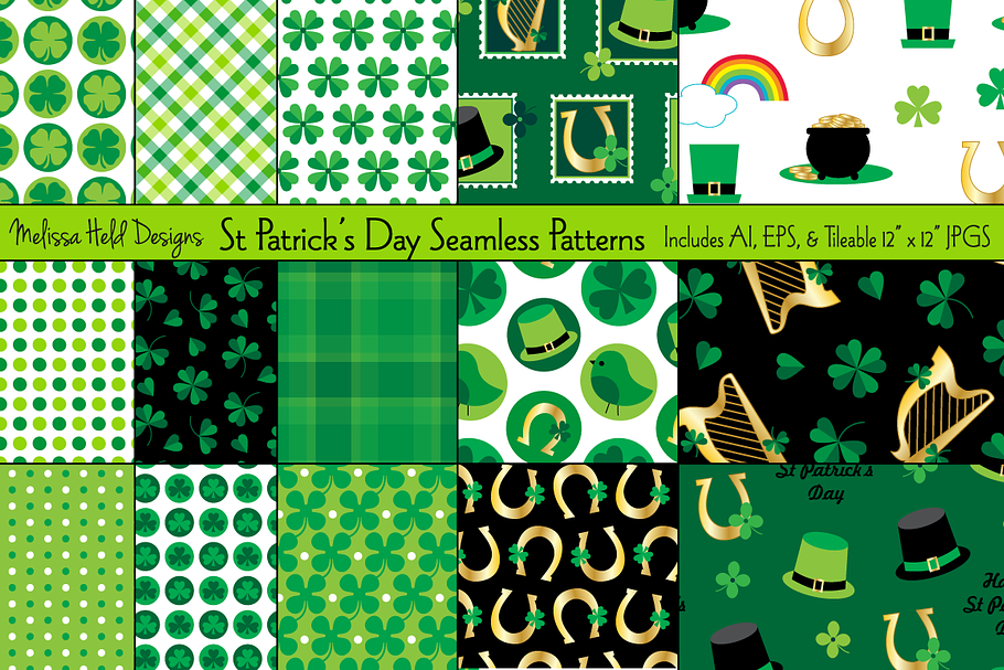 Saint Patricks Day Seamless Patterns