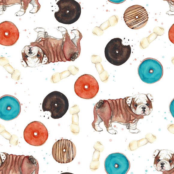 Watercolor Clip Art - Dogs n Donuts in Illustrations - product preview 3