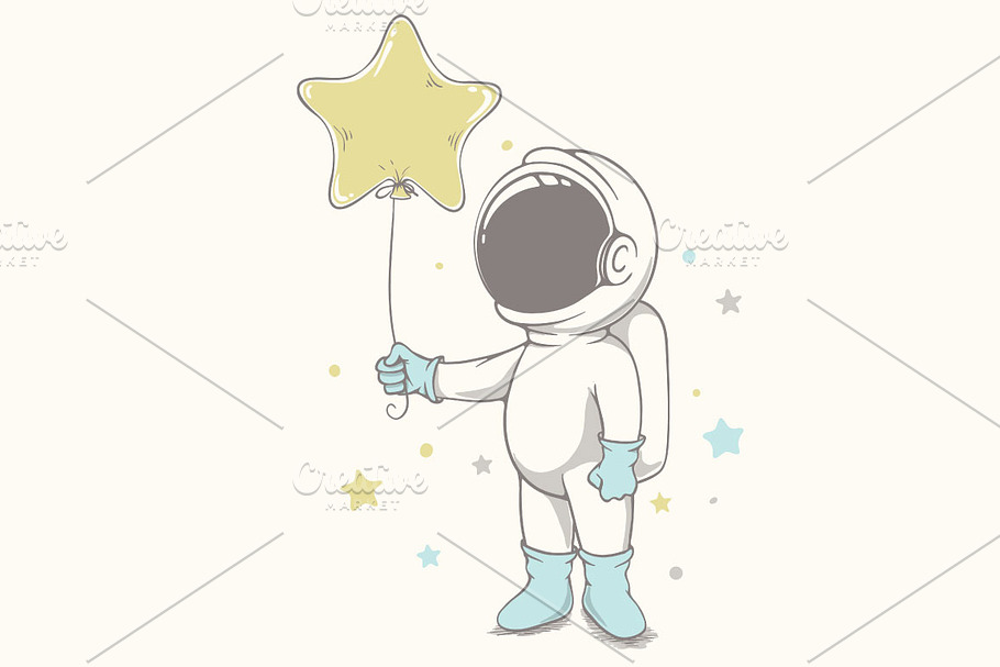 baby astronaut holds a star in Illustrations - product preview 8
