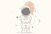 little astronaut with orange balloon