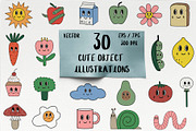 30 cute object illustrations