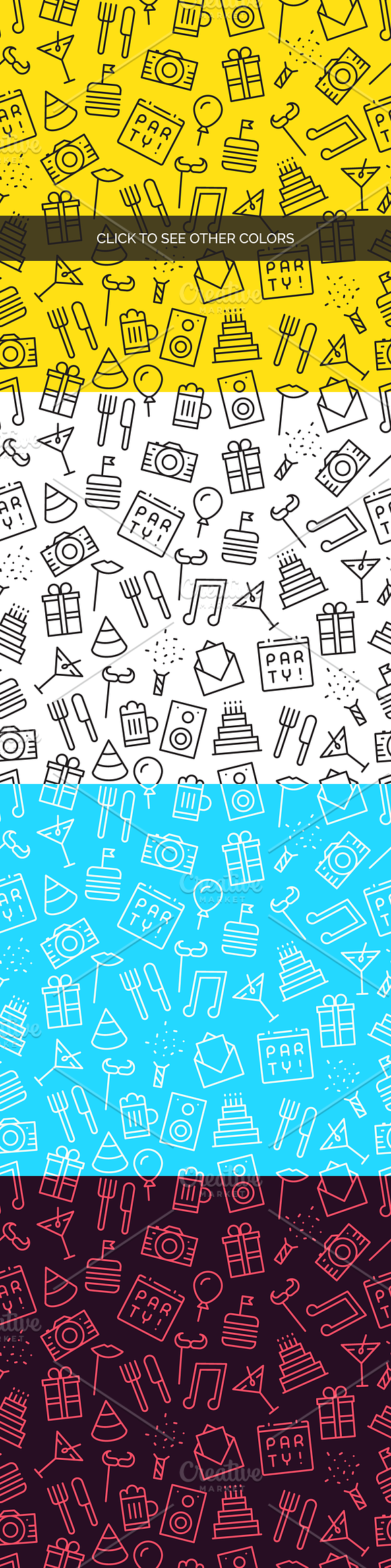 16 Party Icons + Seamless Pattern in Happy Birthday Icons - product preview 2