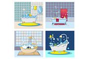Bathtub foam banner concept set