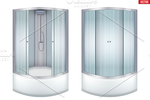 Modern corner shower cabin