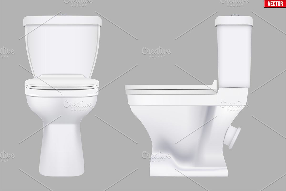 Ceramic toilet classic model set in Objects - product preview 8
